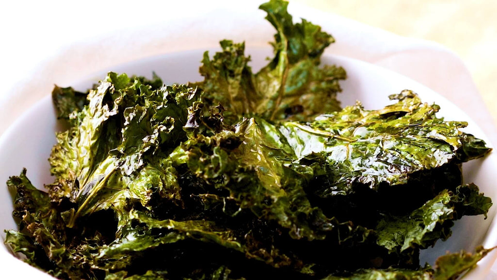 Spicy Oven Baked Harissa Kale Chips